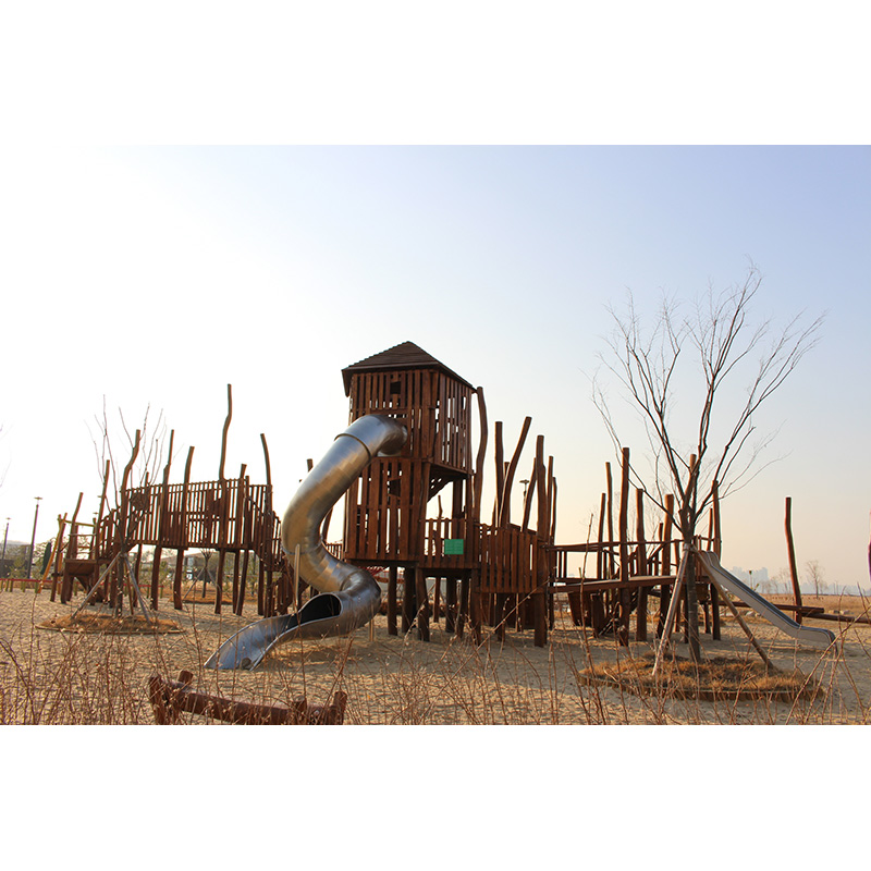 原木风格滑梯组合