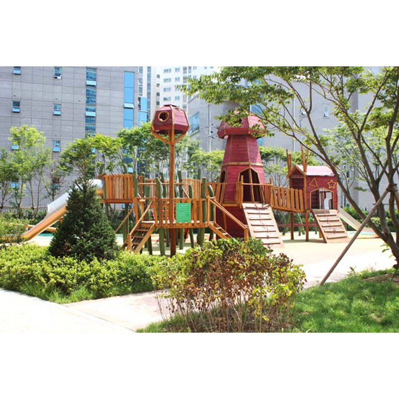 小区原木组合滑滑梯-MG不朽情缘游乐